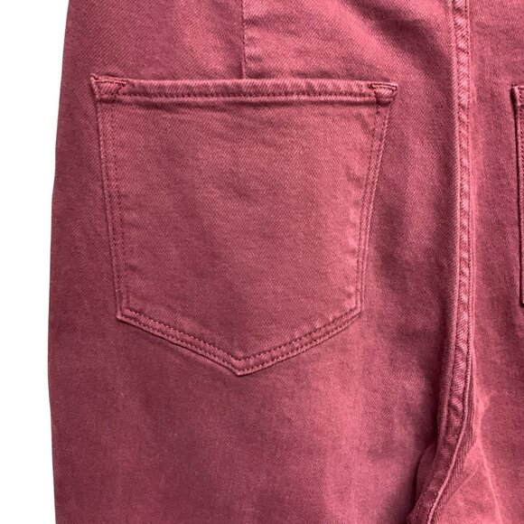 Dear John Womens 28 Vivian Super Flare Jeans Rust Red High Rise Denim Raw Hem - Picture 8 of 16